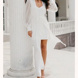 Elegant White Chiffon Maxi Robe & Slip dress